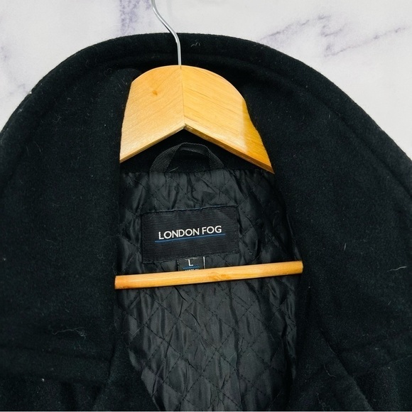 London Fog Wool Button Up Trench Coat Black - Picture 4 of 6